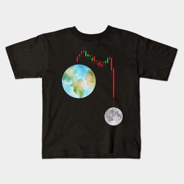 Crypto Hodl Vintage Trading Chart To The Moon Kids T-Shirt by drag is art